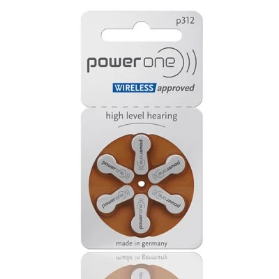 Μπαταρίες ακουστικών βαρηκοΐας POWER ONE P312 mercury free 1.45V σε συσκευασία 6 τεμαχίων