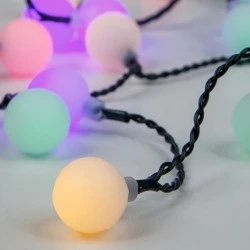 80 led λευκές μπάλες σε σειρά RGB στεγανές IP44 με πράσινο καλώδιο και δυνατότητα επέκτασης