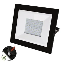Προβολέας LED-SMD slim 100W 230V με φωτοκύταρο 4000Κ ενδιάμεσο φως IP65 9500lm σε μαύρο χρώμα