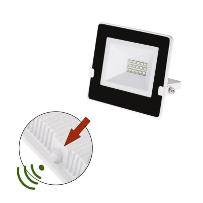 Προβολέας LED slim SMD 10W 230V 4000k ενδιάμεσο φως με φωτοκύτταρο ημέρας-νύχτας 1050lm IP65