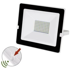 Προβολέας LED slim SMD λευκός 50W 230V 4000k ενδιάμεσο φως 4800lm με φωτοκύτταρο ημέρας-νύχτας