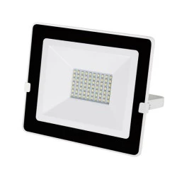 Προβολέας LED slim SMD λευκός 50W 230V 4000k ενδιάμεσο φως 4800lm με φωτοκύτταρο ημέρας-νύχτας