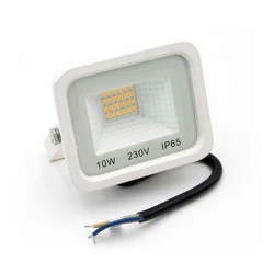 Προβολέας Led SMD 230V 10W με θερμό λευκό φως 900lm 120° λευκό σώμα αλουμινίου IP65