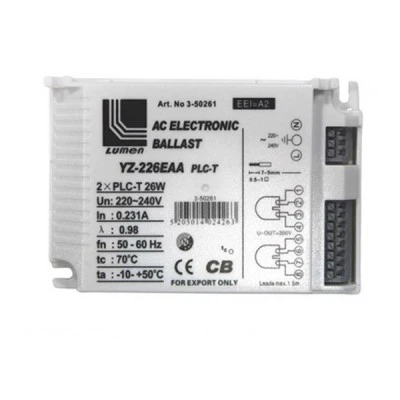 Ηλεκτρονικό σύστημα έναυσης για λάμπες PLC 2x26W 4pin με προστασία 220V-240V 50/60Ηz Ηλεκτρονικό σύστημα έναυσης για λάμπες PLC 2x26W 4pin με προστασία 220V-240V 50/60Ηz