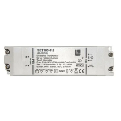 Μετασχηματιστής ηλεκτρονικός με DIMMER αφής 230V-12VAC από 20W έως 105W με προστασία