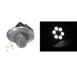 Led σποτ χωνευτό αλουμινίου σατινέ κινητό με 6 led των 3W λευκό ψυχρό φως γωνία δέσμης 60°