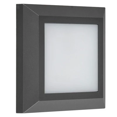 Led πλαφονιέρα τετράγωνη πλαστική γραφίτης d125mm 4W 230V θερμό λευκό φως 3000k στεγανή IP65