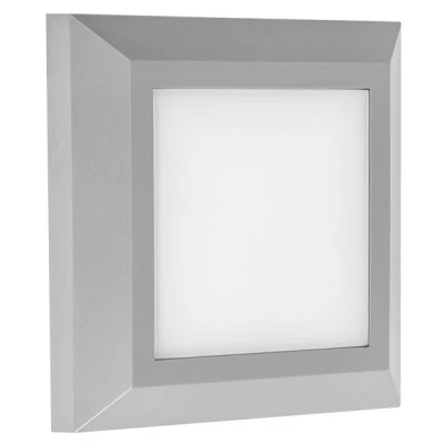 Led πλαφονιέρα πλαστική τετράγωνη γκρι d125mm 4W 3000k θερμό λευκό φως στεγανή IP65