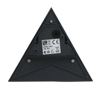 Φωτιστικό LED επίτοιχο αλουμινίου 12W CCT 630lm μονής κατεύθυνσης τριγωνικό IP54 με απόχρωση γραφίτη 