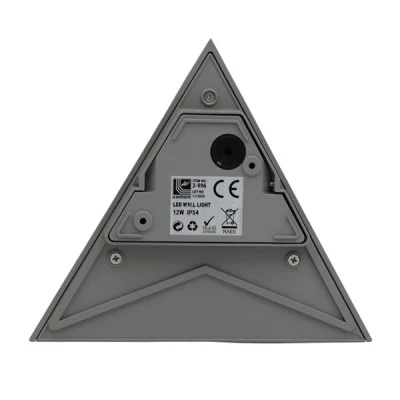 Φωτιστικό LED επίτοιχο αλουμινίου 12W CCT 630lm μονής κατεύθυνσης τριγωνικό IP54 σε γκρι χρώμα