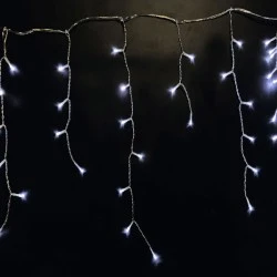 200 χριστουγεννιάτικα λαμπάκια led mini βροχή IP44 ψυχρό φως με πρόγραμμα και διάφανο καλώδιο