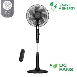 Ανεμιστήρας επιδαπέδιος DC 40W αθόρυβος Φ40 με τηλεχειριστήριο WindMax28DC+ (TSFD-A5) με οθόνη αφής μαύρο χρώμα