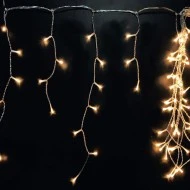 100led χριστουγεννιάτικα λαμπάκια γιρλάντα επεκτεινόμενα θερμό φως με διάφανο καλώδιο IP44 (χωρίς καλώδιο τροφοδοσίας)