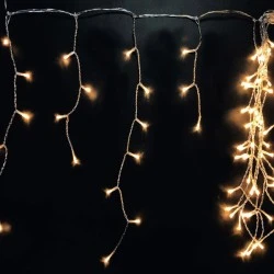 100led χριστουγεννιάτικα λαμπάκια γιρλάντα επεκτεινόμενα θερμό φως με διάφανο καλώδιο IP44 (χωρίς καλώδιο τροφοδοσίας)