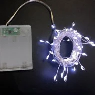 50 micro led λαμπάκια μπαταρίας σε ασημί σύρμα ψυχρό λευκό φως εσωτερικού χώρου IP20