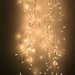 100 micro led λαμπάκια σε ασημί σύρμα με πρόγραμμα θερμό φως εσωτερικής και εξωτερικής χρήσης IP44