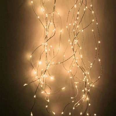100 micro led λαμπάκια σε ασημί σύρμα με πρόγραμμα θερμό φως εσωτερικής και εξωτερικής χρήσης IP44