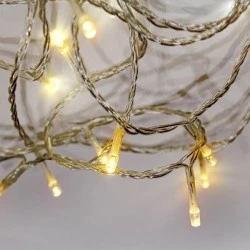 300 χριστουγεννιάτικα mini led θερμό φως με πρόγραμμα σε πλεξούδα & διάφανο καλώδιο IP44