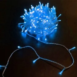 200 χριστουγεννιάτικα led mini λαμπάκια μπλε φως σταθερά και με πρόγραμμα διάφανο καλώδιο IP44