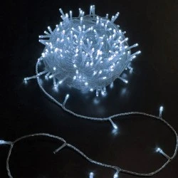 300 χριστουγεννιάτικα mini led ψυχρό φως με πρόγραμμα σε πλεξούδα & διάφανο καλώδιο IP44
