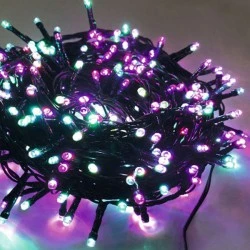 300 χριστουγεννιάτικα mini led RGB φως με πρόγραμμα σε πλεξούδα & πράσινο καλώδιο IP44
