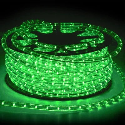 Φωτοσωλήνας led 230V Φ13mm στρόγγυλος μονοκάναλος διάφανος 36led/m πράσινο φως