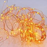 200 micro led λαμπάκια σε χάλκινο σύρμα με πρόγραμμα χρυσό φως εσωτερικής και εξωτερικής χρήσης IP44