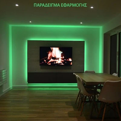 Led ταινία αδιάβροχη 5m IP67 4,8W/m 12VDC πράσινο φως 60LED3528/m σκληρή δύσκαμπτη