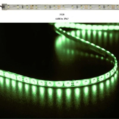 Led ταινία αδιάβροχη 5m IP67 4,8W/m 12VDC πράσινο φως 60LED3528/m σκληρή δύσκαμπτη