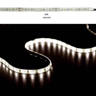 Led ταινία 5m 4.8W/m 12VDC θερμό λευκό φως IP54 στεγανή αυτοκόλλητη 60LED3528/m