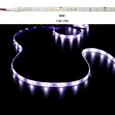 Led ταινία 5m 7.2W/m 12VDC RGB (εναλλαγής χρωμάτων) IP54 στεγανή αυτοκόλλητη 30LED5050/m