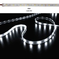Led ταινία 5m αδιάβροχη 12VDC 7,2W/m ψυχρό λευκό φως IP67 στεγανή 30LED5050/m
