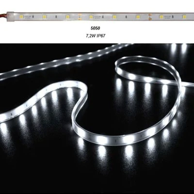Led ταινία 5m αδιάβροχη 12VDC 7,2W/m ψυχρό λευκό φως IP67 στεγανή 30LED5050/m