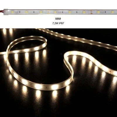 Led ταινία αδιάβροχη 5m 12VDC 7,2W/m θερμό λευκό φως IP67 στεγανή 30LED5050/m Led ταινία αδιάβροχη 5m 12VDC 7,2W/m θερμό λευκό φως IP67 στεγανή 30LED5050/m