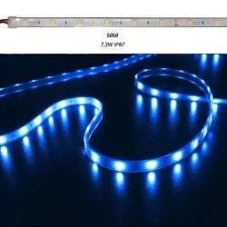 Led ταινία αδιάβροχη 5m 12VDC 7,2W/m μπλε φως IP67 στεγανή 30LED5050/m