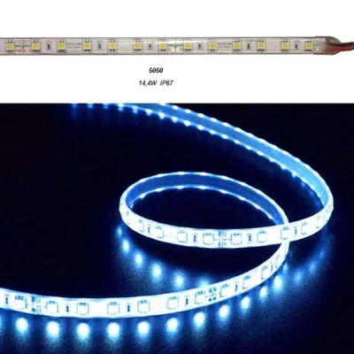 Led ταινία 5m αδιάβροχη 24VDC 14,4W/m μπλε φως IP67 στεγανή 60LED5050/m