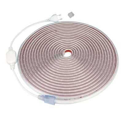 Ταινία led 10m 230VAC 15w/m 120led/m θερμό φως 3000k στεγανή IP65 με παροχή 0,5m & τάπα τέρματος