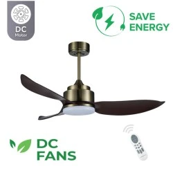 Ανεμιστήρας οροφής μοτέρ DC 40W με τηλεχειριστήριο & LED 24W φωτισμό Levantes 46-YJ356 (Antique Brass) Φ117cm 
