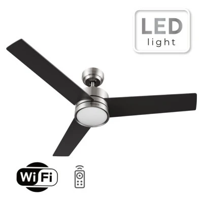 Ανεμιστήρας οροφής μοτέρ 22W DC με WI-Fi & Τηλεχειριστήριο Telemax CES523E5L Inox φωτισμός LED CCT με 10 επίπεδα έντασης