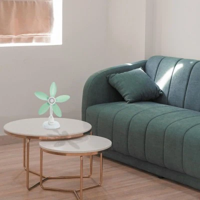 Ανεμιστήρας επιτραπέζιος Φ34cm 220V 12W  με μανταλάκι και 5 μαλακές φτερωτές σε λευκό-μέντα χρώμα 