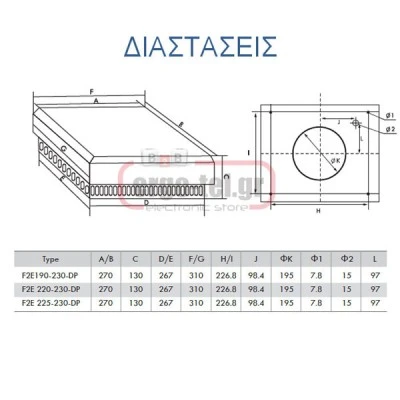 Ανεμιστήρας πινάκων οροφής LINKWELL 860m³/h 85W 0.38A 310x310 ύψος 130mm F2E220-230-DP Ανεμιστήρας πινάκων οροφής LINKWELL 860m³/h 85W 0.38A 310x310 ύψος 130mm F2E220-230-DP
