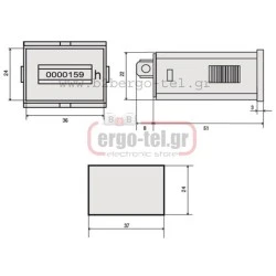 Ωρομετρητής πόρτας πίνακα VEMER HM30-230 230VAC ανάλυση 1/100h 36x24mm