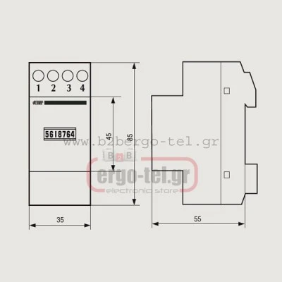Ωρομετρητής ράγας VEMER HMD-1236 12-36VDC 2module ανάλυση 1/100h