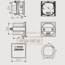 Ωρομετρητής πόρτας πίνακα VEMER HMS-110 110VAC ανάλυση 1/100h 55x55mm