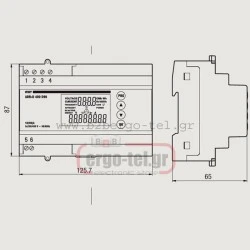 Αναλυτής ενέργειας ράγας ADR-D400 D90 VEMER τριφασικού δικτύου με οθόνη LCD 7DIN