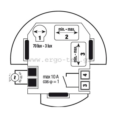 Ανιχνευτής φωτεινότητας ρελέ 10A 250VAC 3-70lux VEMER VELUX