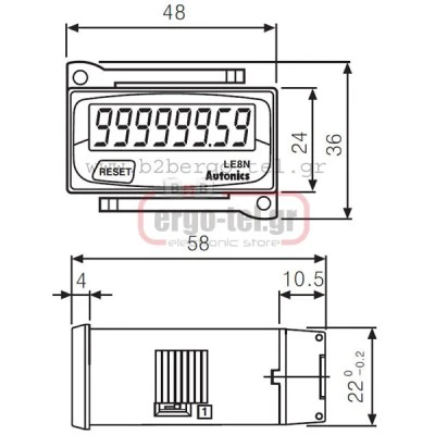 Ωρομετρητής ψηφιακός πόρτας πίνακα AUTONICS LE8N-BF 6-30VDC με μπαταρία 18x24mm 8 ψηφίων Ωρομετρητής ψηφιακός πόρτας πίνακα AUTONICS LE8N-BF 6-30VDC με μπαταρία 18x24mm 8 ψηφίων