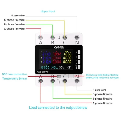 Επιτηρητής wifi 3P 80A KWS-306WF τριφασικός έως 23kW με απομακρυσμένο έλεγχο