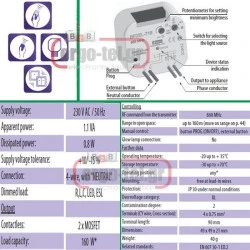 Ασύρματος δέκτης ELKO RFDEL-71B χωνευτός ντιμαριζόμενος για όλες τις λάμπες με 1εξοδο εμβέλεια 160m