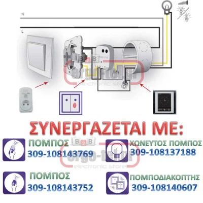 Ασύρματος δέκτης ELKO RFDEL-71B χωνευτός ντιμαριζόμενος για όλες τις λάμπες με 1εξοδο εμβέλεια 160m Ασύρματος δέκτης ELKO RFDEL-71B χωνευτός ντιμαριζόμενος για όλες τις λάμπες με 1εξοδο εμβέλεια 160m